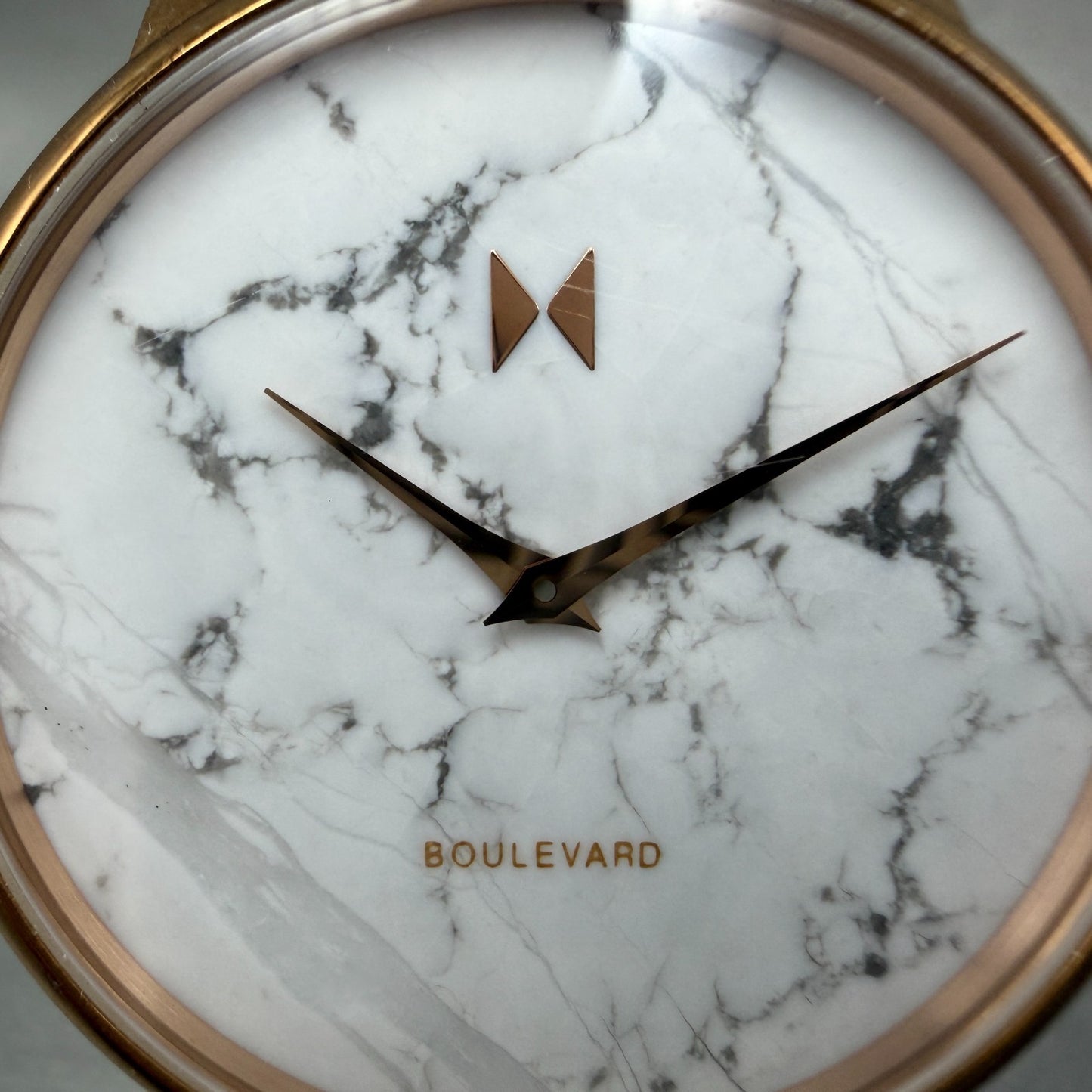MVMT Boulevard Watch Women 38mm White Stone Dial Rose Gold Leather New Battery O1