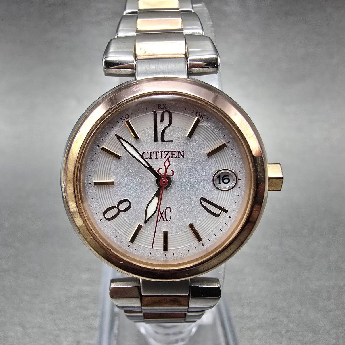 Citizen Eco-Drive Xc Watch Women 26mm Gray Dial Two Tone Date Atomic Round PARTS0
