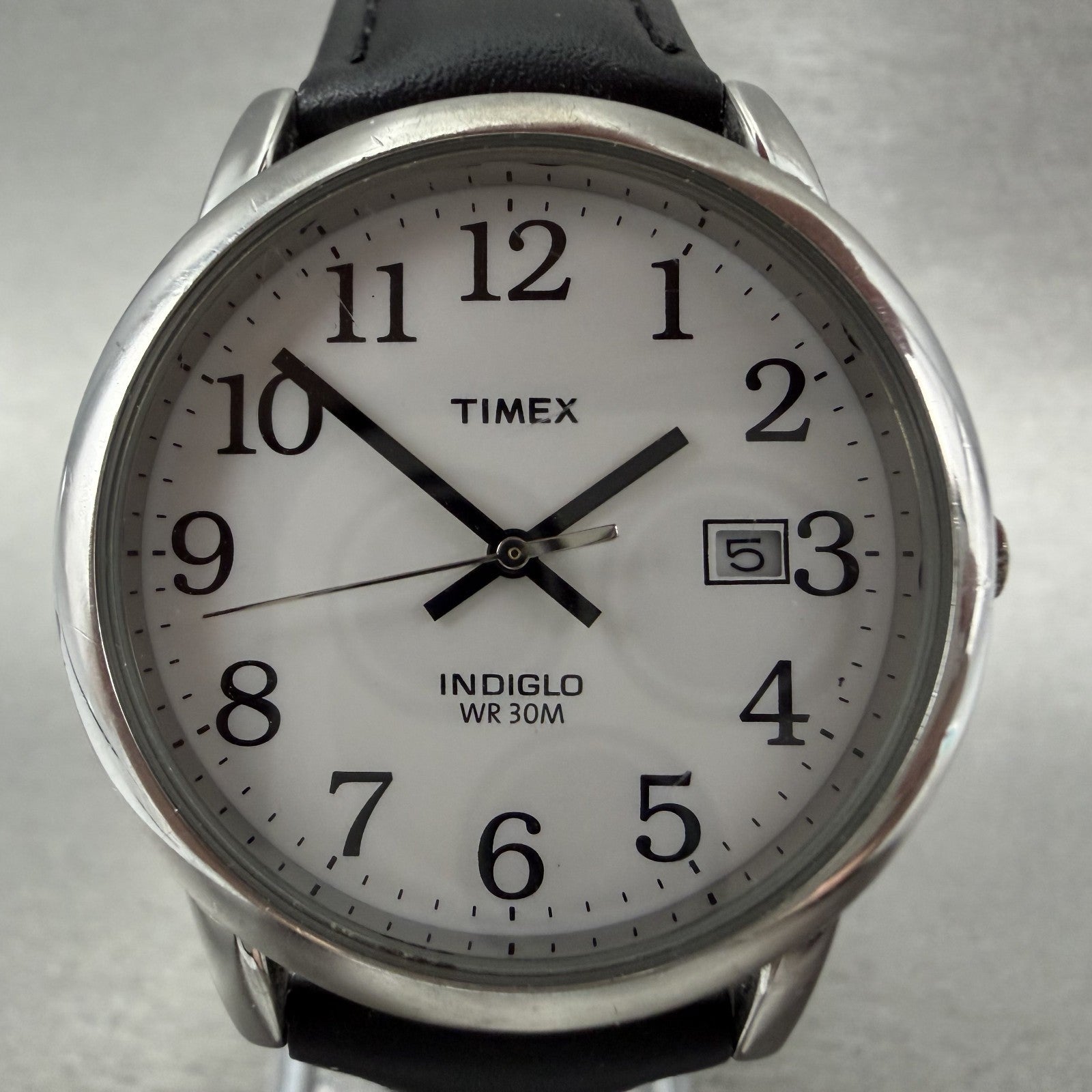 Timex Easy Reader Watch Men 35mm White Dial Silver Tone Round New Battery1