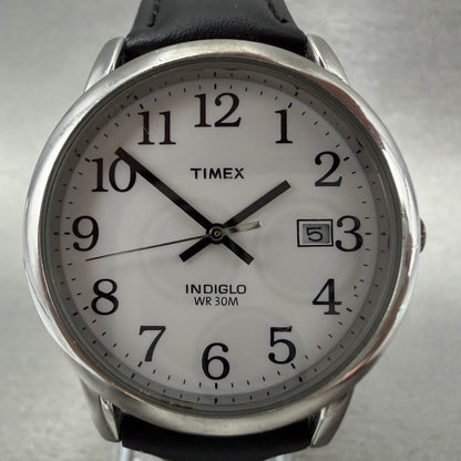 Timex Easy Reader Watch Men 35mm White Dial Silver Tone Round New Battery1