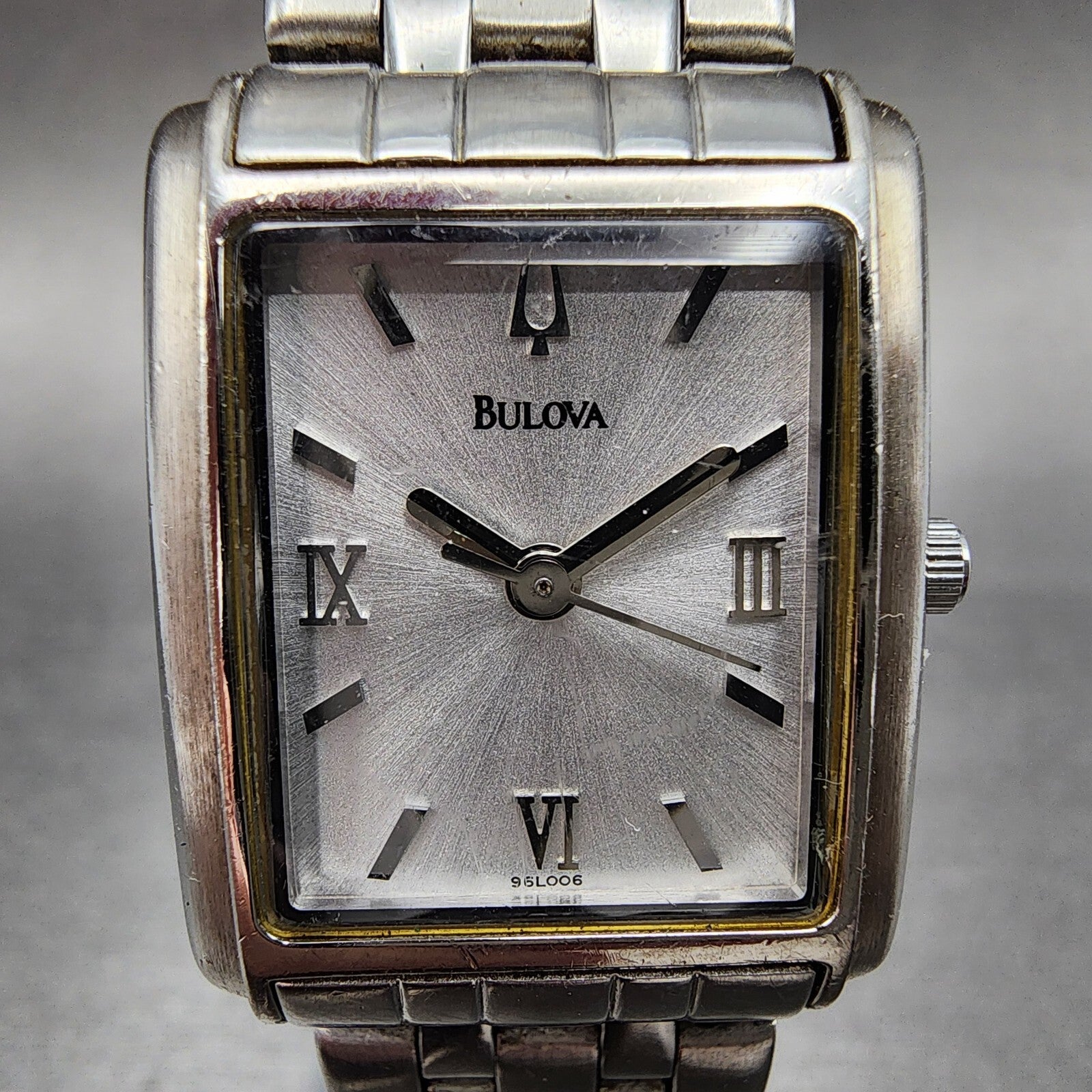 Bulova Tank Watch Women 22mm Silver Dial Steel Rectangle 96L006 New Battery1