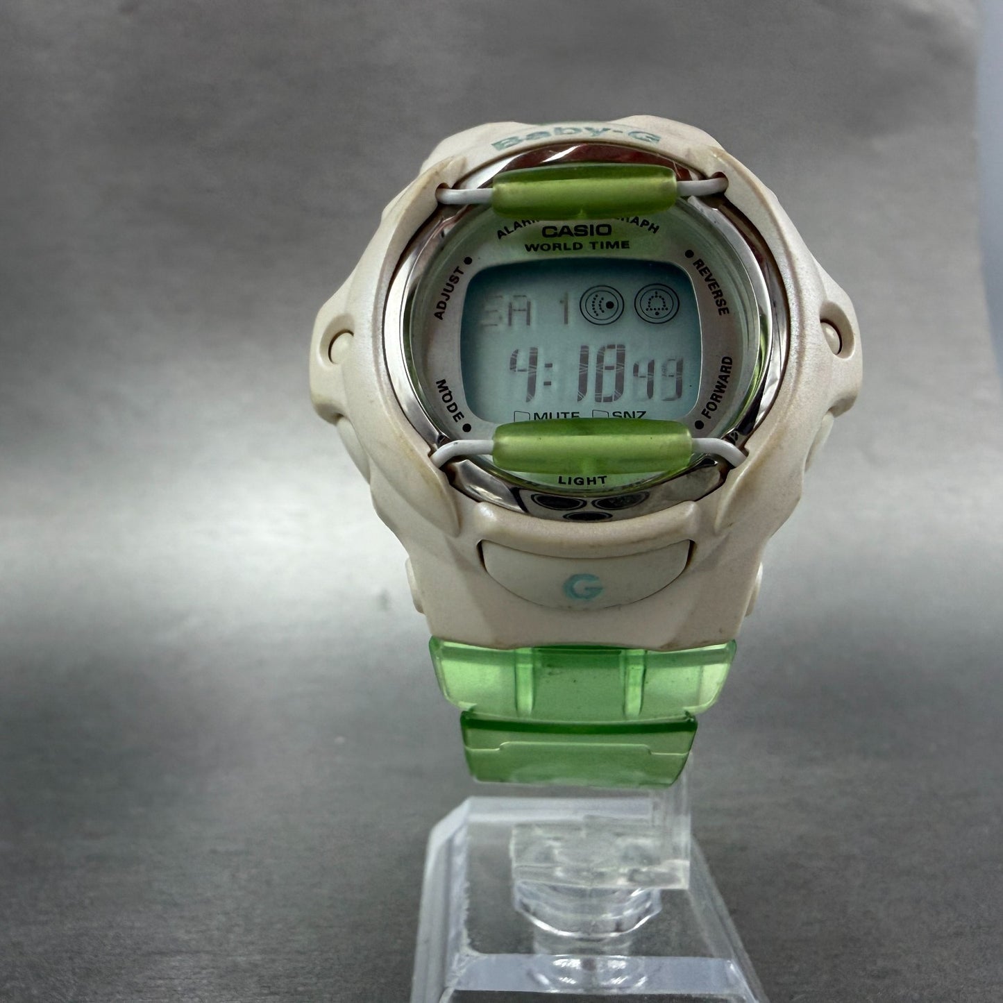 Casio Baby-G Watch Women 43mm White Green Digital Alarm Chrono BG-169WH New Batt5