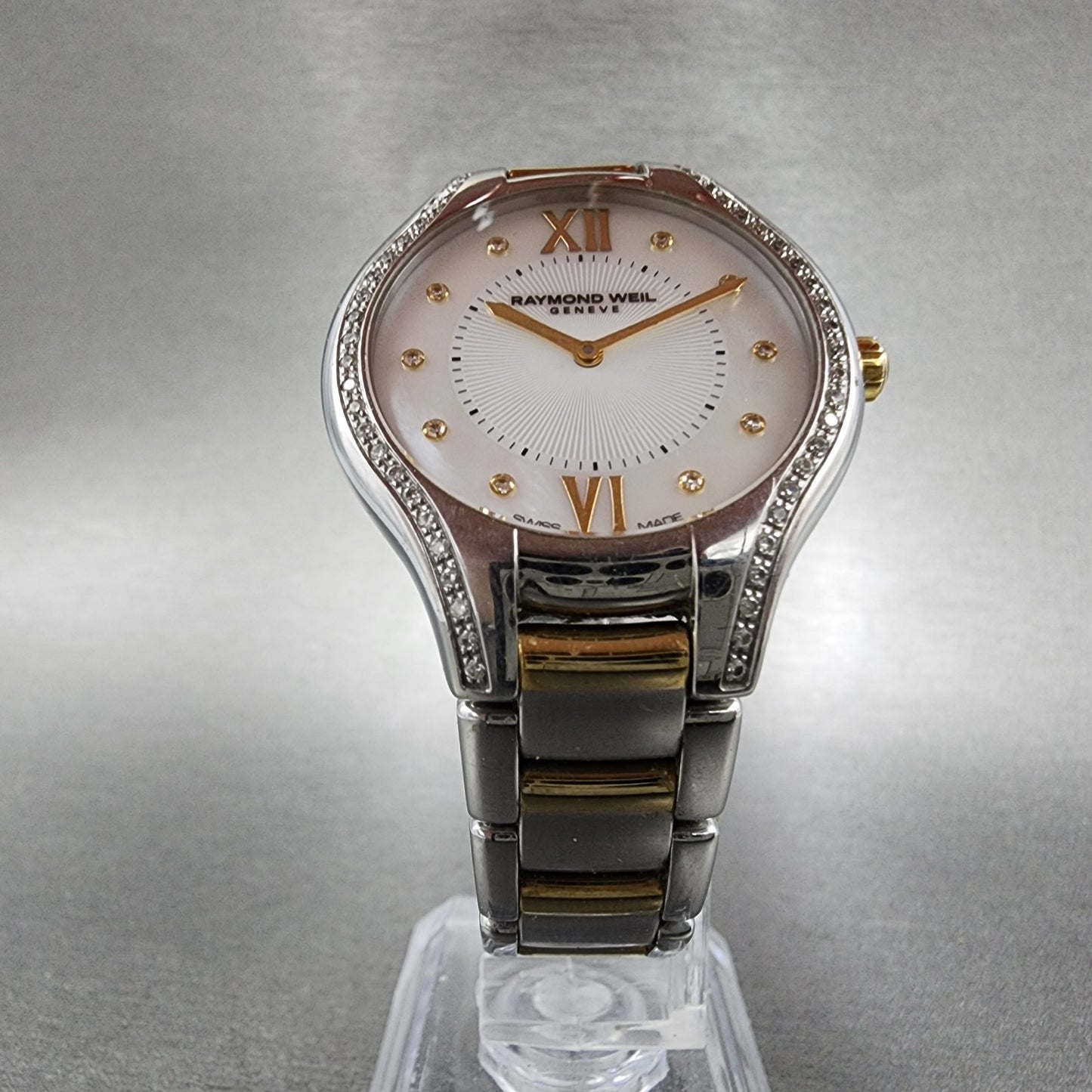 Raymond Weil Noemia Watch Women 32mm MOP Dial Steel Diamond Bezel 5132 New Batt4