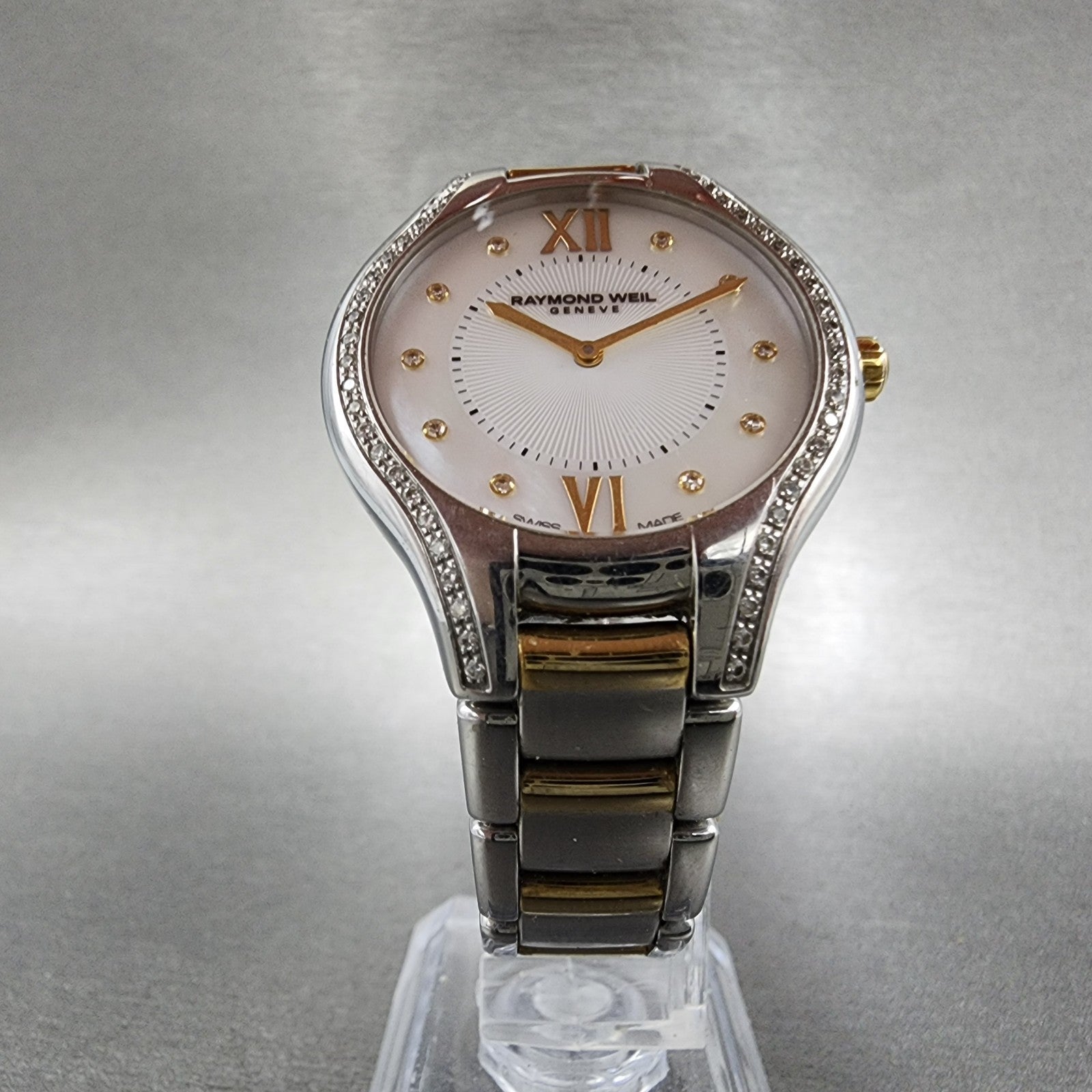 Raymond Weil Noemia Watch Women 32mm MOP Dial Steel Diamond Bezel 5132 New Batt4