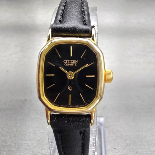 Citizen CQ Watch Women 17mm Black Dial Gold Tone Oval 5920-S49810 New Battery0