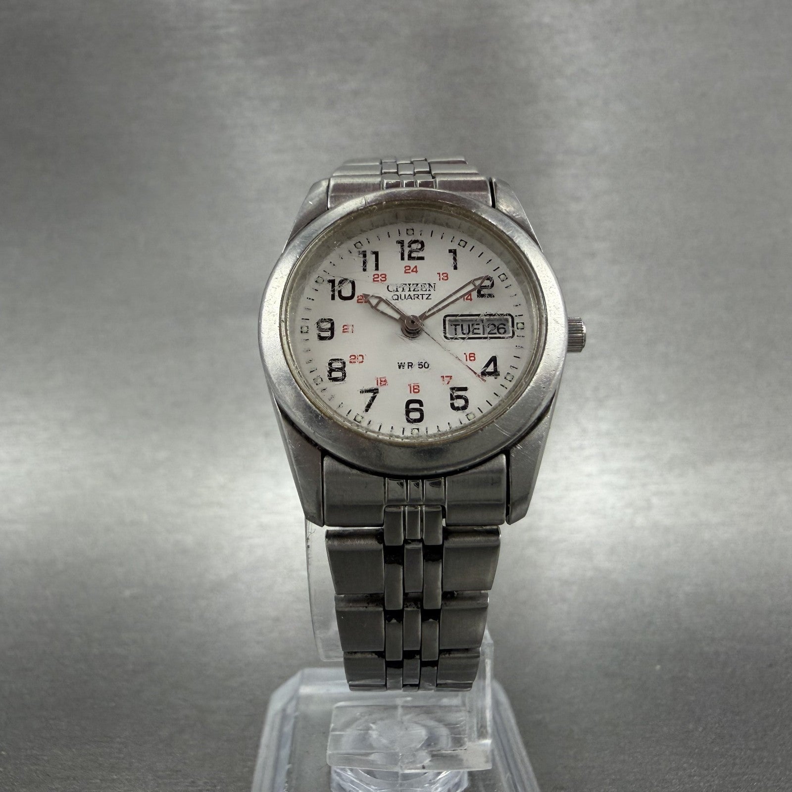 Citizen Watch Women 25mm White Dial Silver Tone Round 1002S029317 New Battery5
