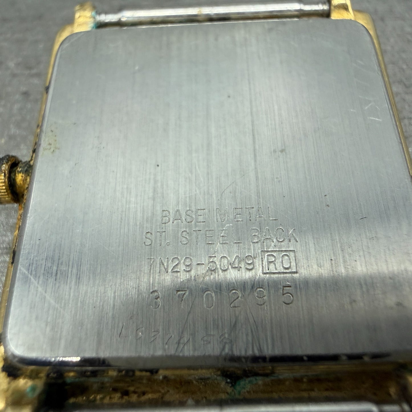 Seiko Tank Watch Men 29mm Champagne Dial Gold Tone Date Rectangle 7N29-5049 PART7