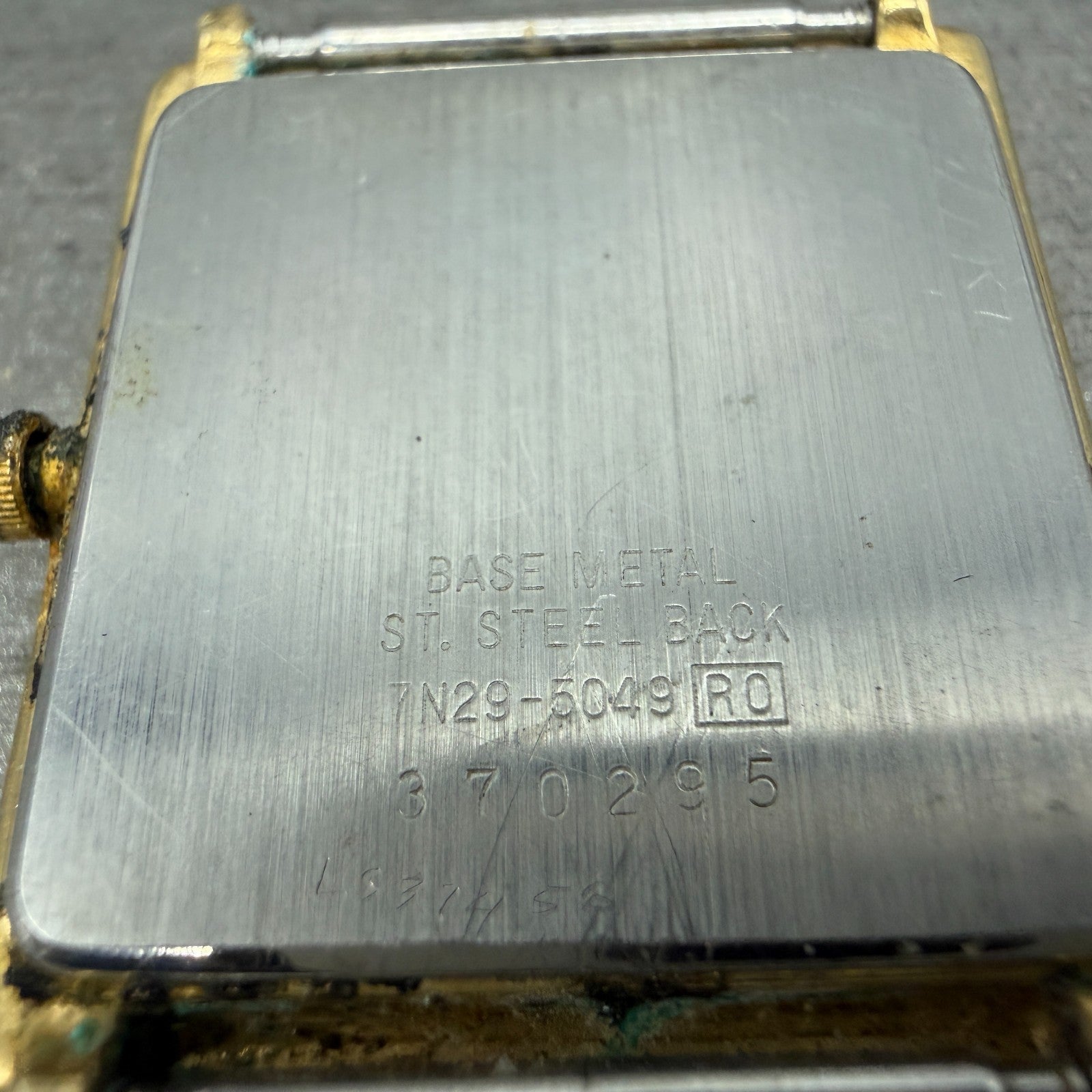 Seiko Tank Watch Men 29mm Champagne Dial Gold Tone Date Rectangle 7N29-5049 PART7