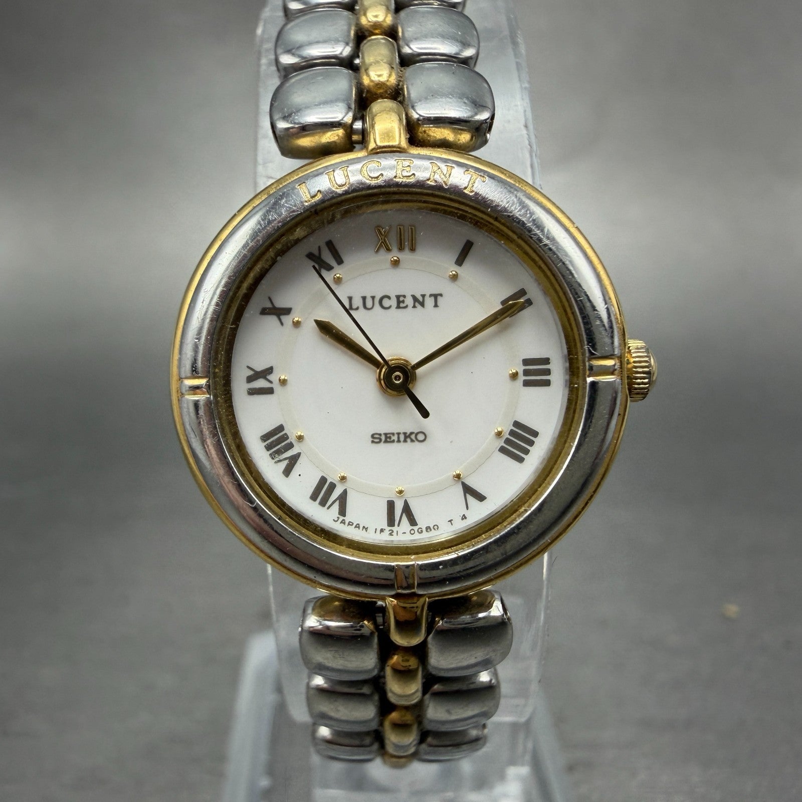 Seiko Lucent Watch Women 21mm White Dial Two Tone Round 1F21-0E50 New Battery0