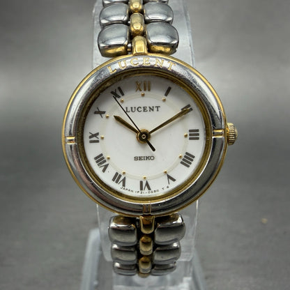 Seiko Lucent Watch Women 21mm White Dial Two Tone Round 1F21-0E50 New Battery0