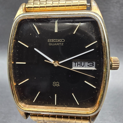 Seiko SQ Tank Watch Men 31mm Brown Dial Gold Tone Daydate 2633-5029 New Battery1