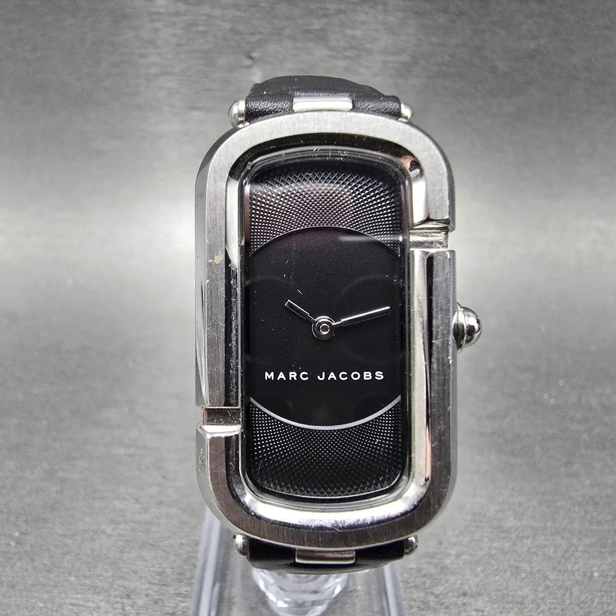 Marc Jacobs Monogram Watch Women 23mm Black Dial Silver Tone Oval New Battery0
