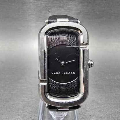 Marc Jacobs Monogram Watch Women 23mm Black Dial Silver Tone Oval New Battery0