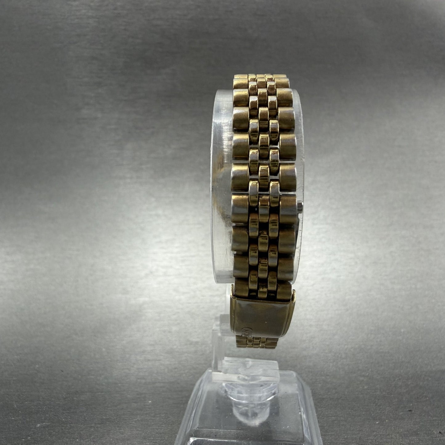 Seiko Watch Women 25mm Gold Dial Gold Tone Daydate Round 7N83-0041 New Battery7H7