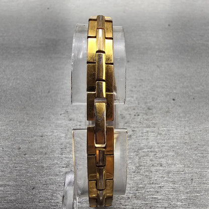 Seiko Watch Women 13mm Gold Dial Gold Tone Rectangle 2E20-7479 New Battery VTG7