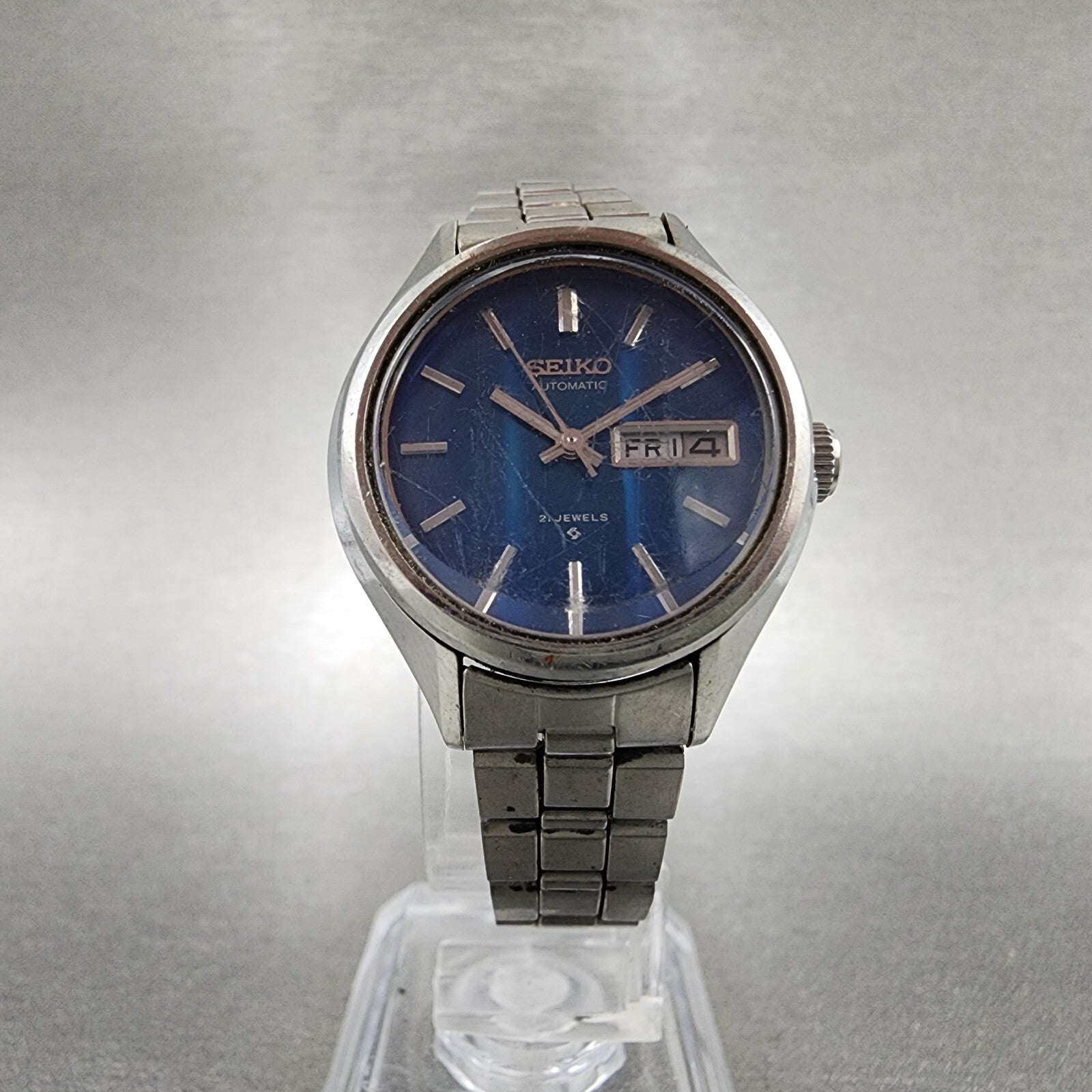Seiko Automatic Watch Women 27mm Blue Dial Stainless Steel Daydate Round Runs5