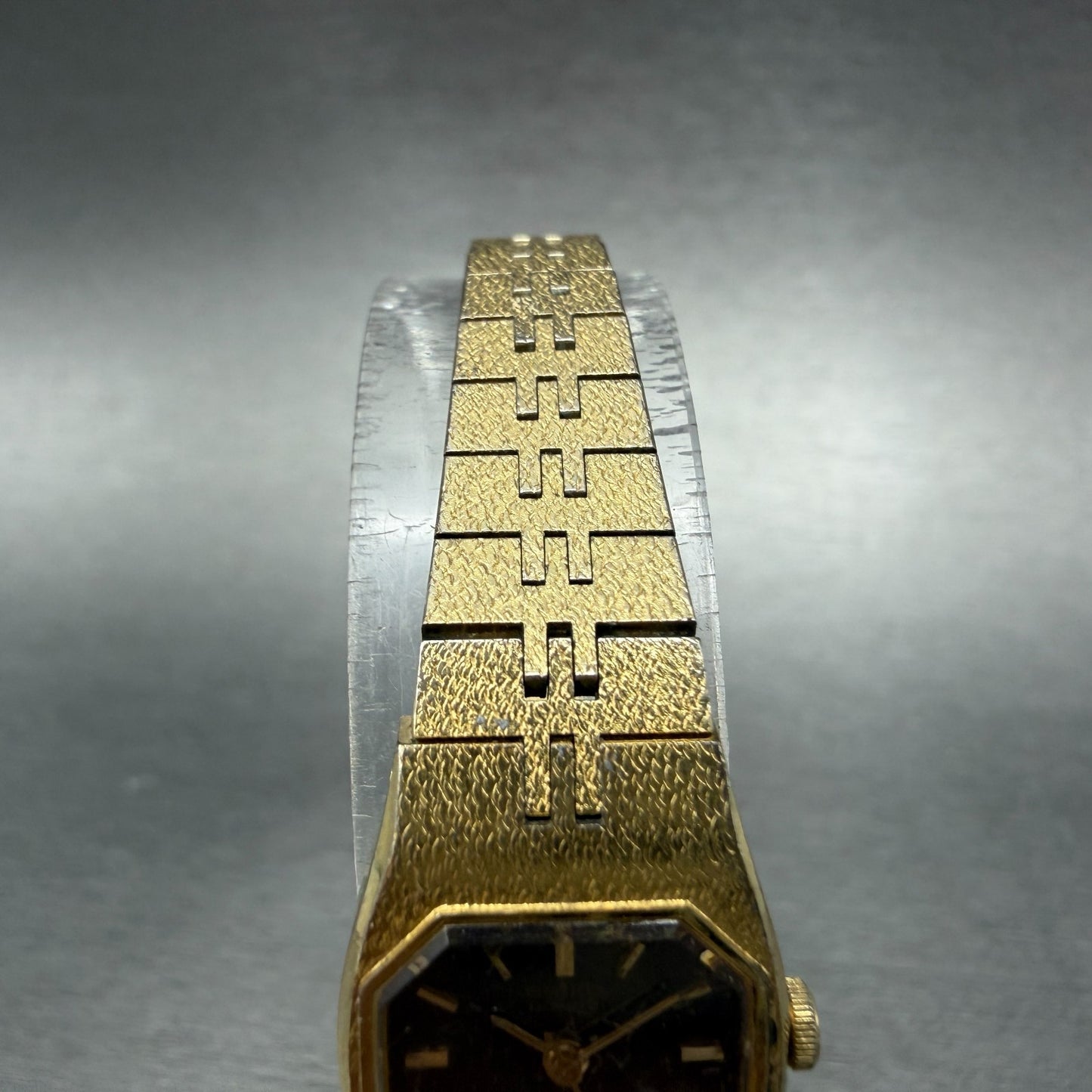 Seiko Watch Women 16mm Brown Dial Gold Tone Octagon 2C21-5470 New Battery HJ74