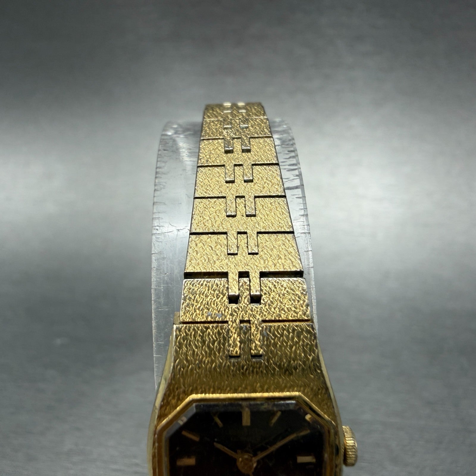 Seiko Watch Women 16mm Brown Dial Gold Tone Octagon 2C21-5470 New Battery HJ74