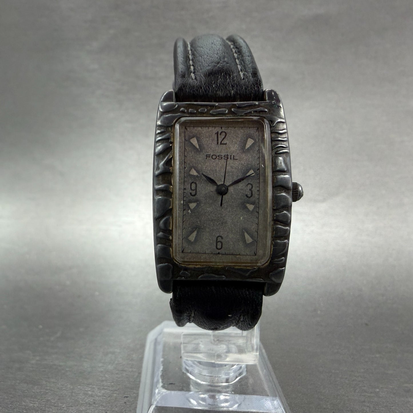 Fossil Tank Watch Unisex 24mm Gray Dial Silver Tone Rectangle ET7828 New Battery6