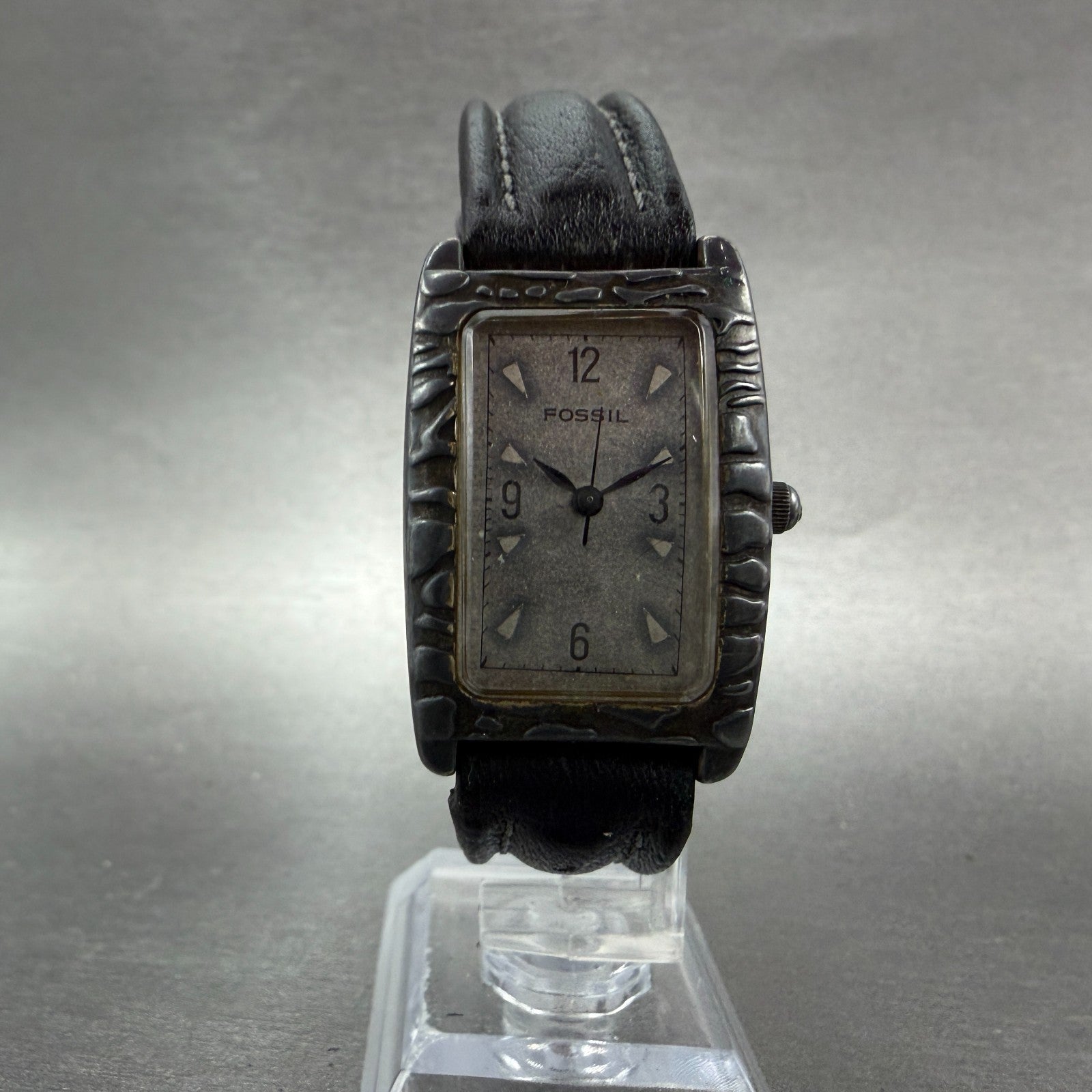 Fossil Tank Watch Unisex 24mm Gray Dial Silver Tone Rectangle ET7828 New Battery6