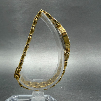 Bulova Watch Women 21mm Black Dial Gold Tone Round 98R07 New Battery Diamond8