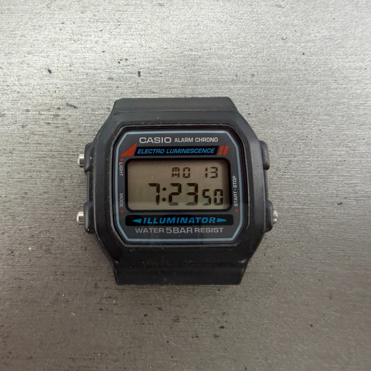 Casio Illuminator W-86 Watch Men 37mm Digital Black Alarm Chrono READ!! New batt0