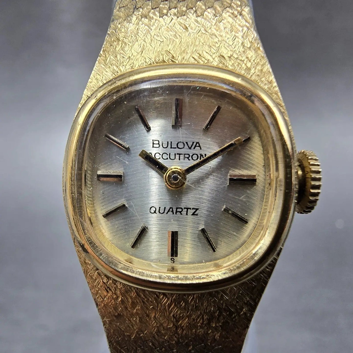 Bulova Accutron Watch Women 18mm Champagne Dial Gold Tone Rectangle PARTS2