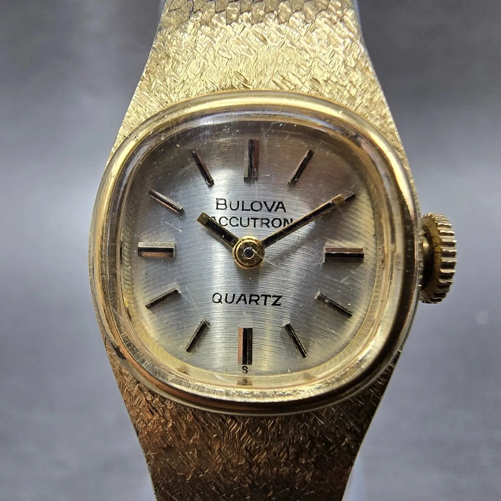 Bulova Accutron Watch Women 18mm Champagne Dial Gold Tone Rectangle PARTS2
