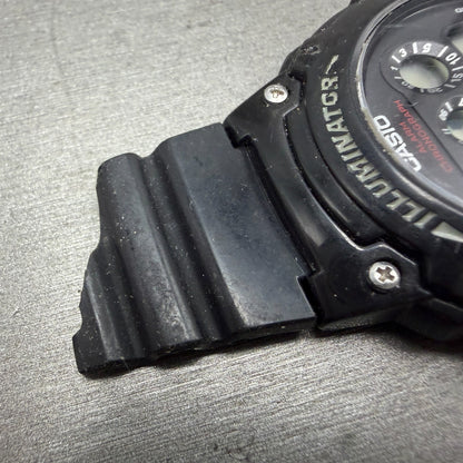 Casio Illuminator W-214HC Watch Men 45mm Black Alarm Chrono Digital New Battery6