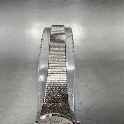 Bulova Watch Women 17mm White Dial Stainless Steel Round 91E03W New Battery NOS6