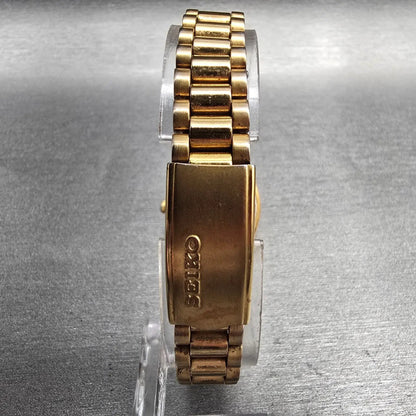 Seiko President Watch Women 24mm Gold Dial Gold Daydate 7N83-0041 New Battery7
