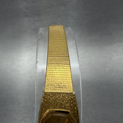 Seiko Watch Women 13mm Champagne Dial Gold Tone Rectangle 2E206461 New Battery4
