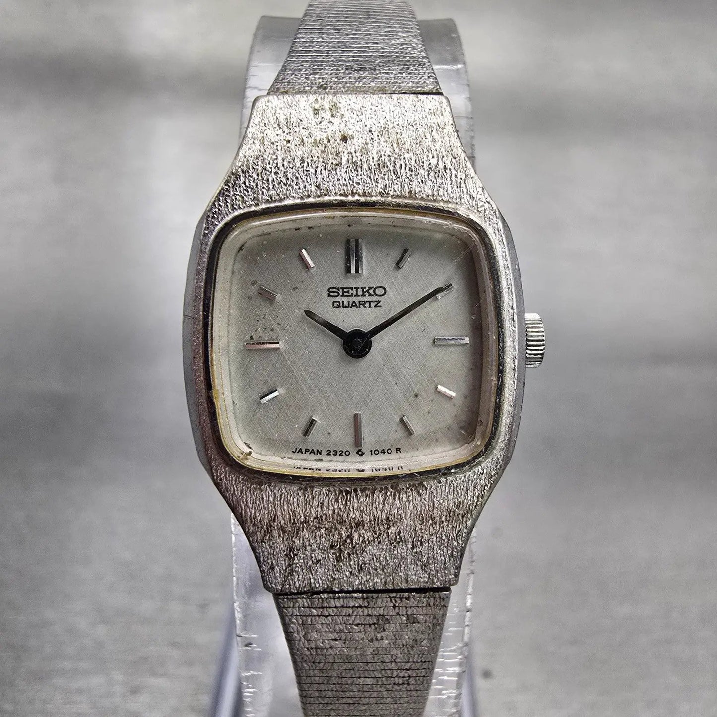 Seiko Watch Women 18mm Silver Dial Silver Tone Rectangle 2320-5269 New Battery0