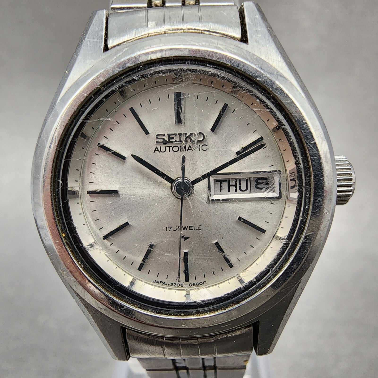 Seiko Automatic Watch Women 25mm Silver Dial Silver Tone Daydate 22050750 Runs1