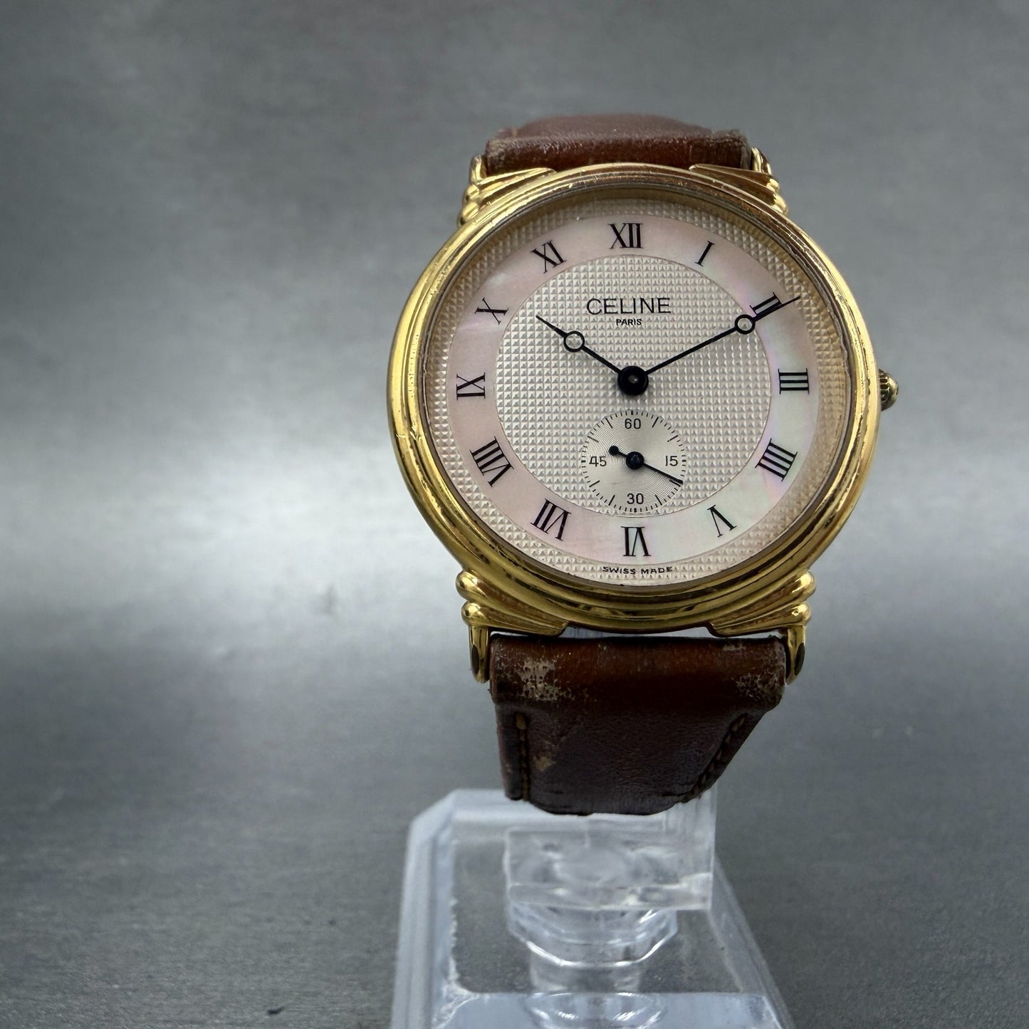 Celine Watch Women 31mm MOP Dial Gold Tone Small Seconds Round New battery5