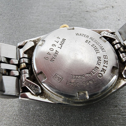 Seiko Watch Women 24mm White Dial Two Tone Daydate Round 7N830041 New Batt VTG9