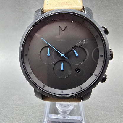 MVMT Chronograph MC02 Watch Men 45mm Black Dial Black Tone Date Round New Batt0