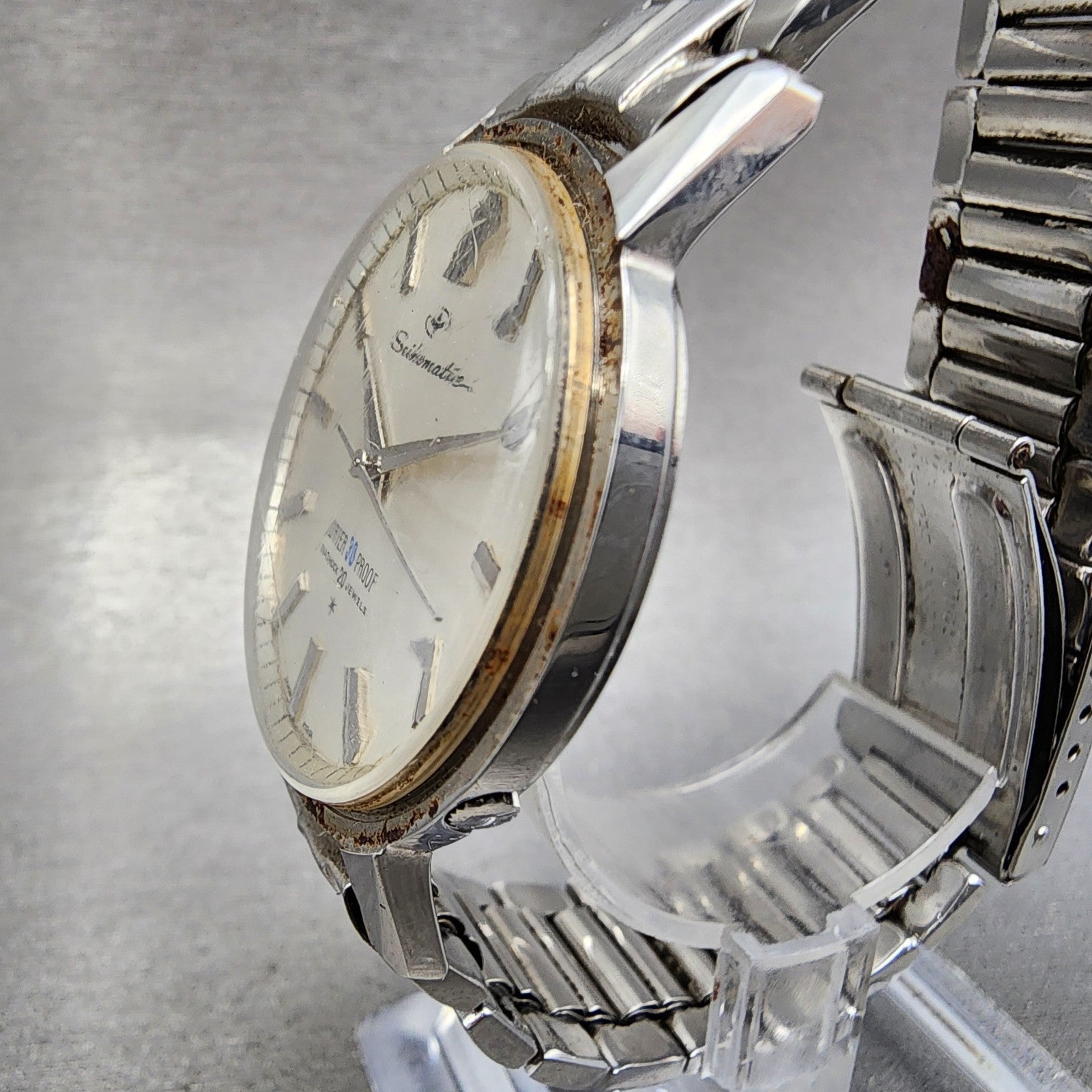 Seiko Seikomatic Watch Men 36mm Silver Dial Silver Tone J13044 Runs READ!!!5
