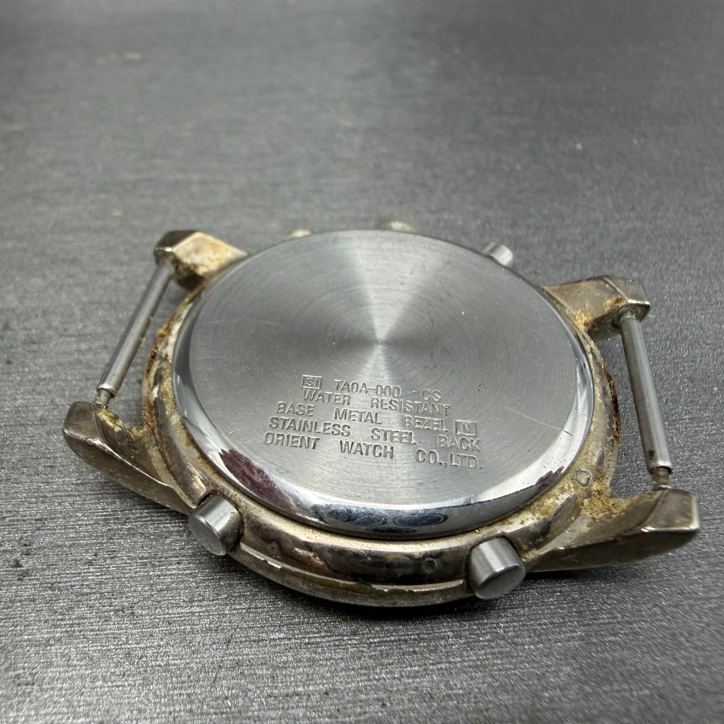 Orient Chronograph Watch Men 37mm Blue Dial Silver Tone Alarm TA0A-000 PARTS8