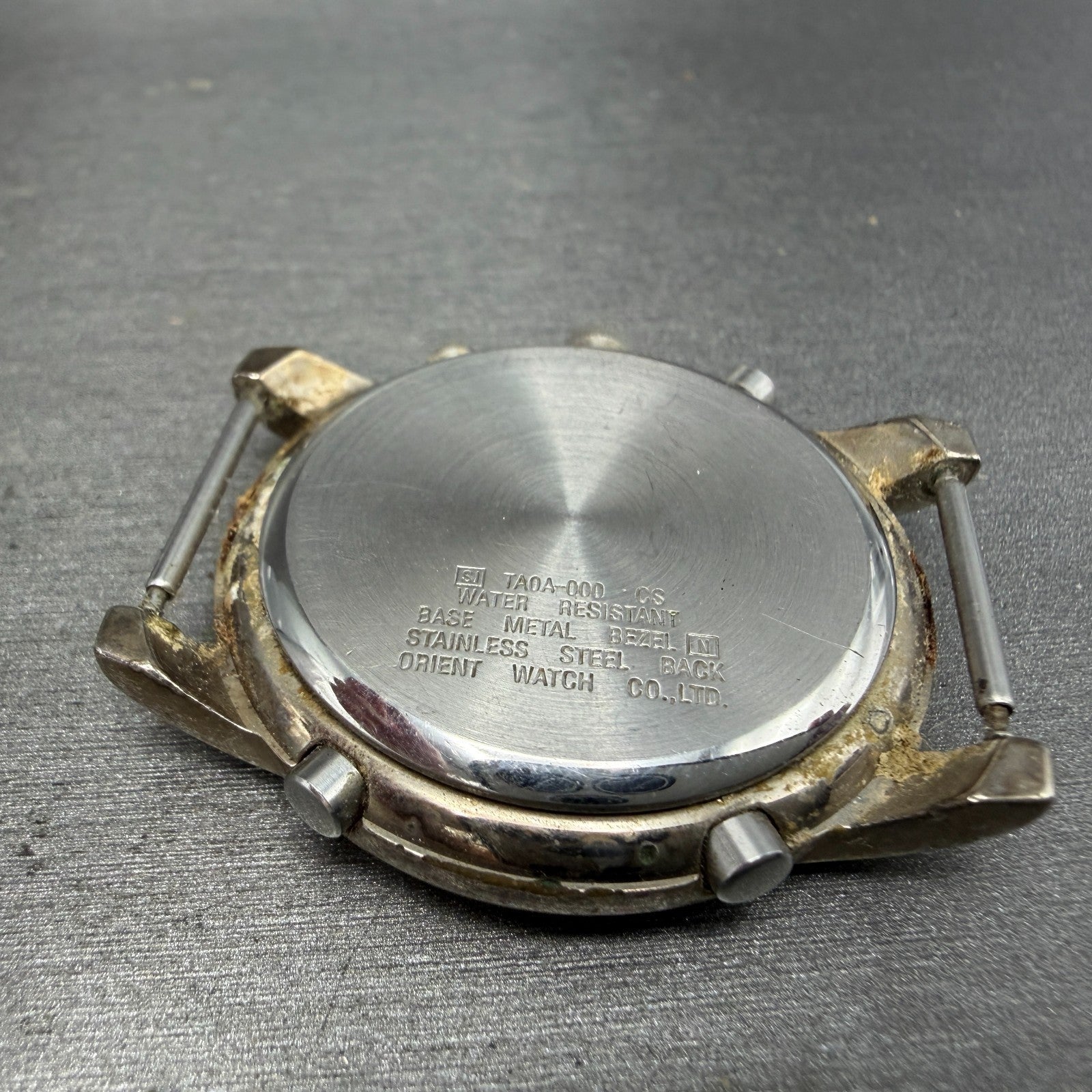 Orient Chronograph Watch Men 37mm Blue Dial Silver Tone Alarm TA0A-000 PARTS8