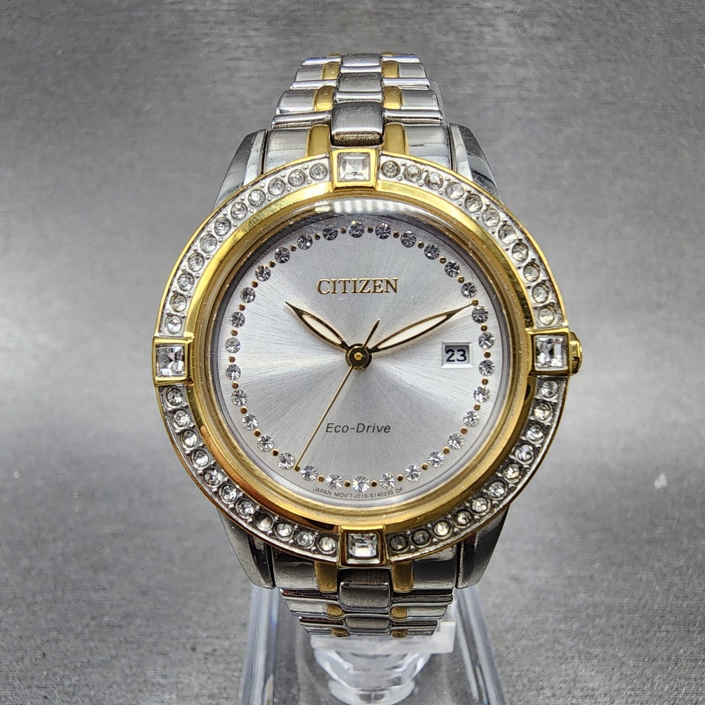 Citizen EcoDrive Silhouette Watch Women 29mm Silver Dial Two Tone Date Works0