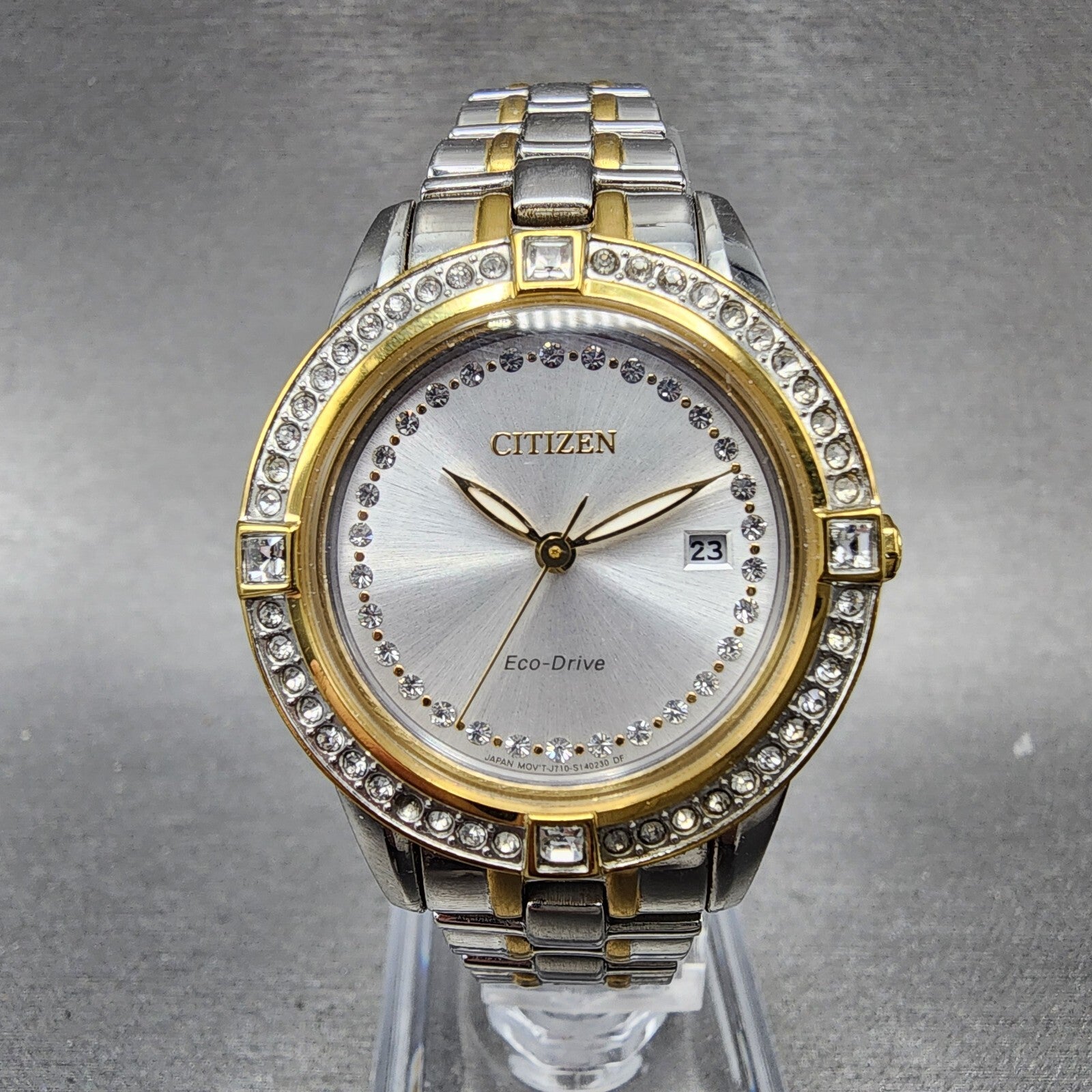 Citizen EcoDrive Silhouette Watch Women 29mm Silver Dial Two Tone Date Works0