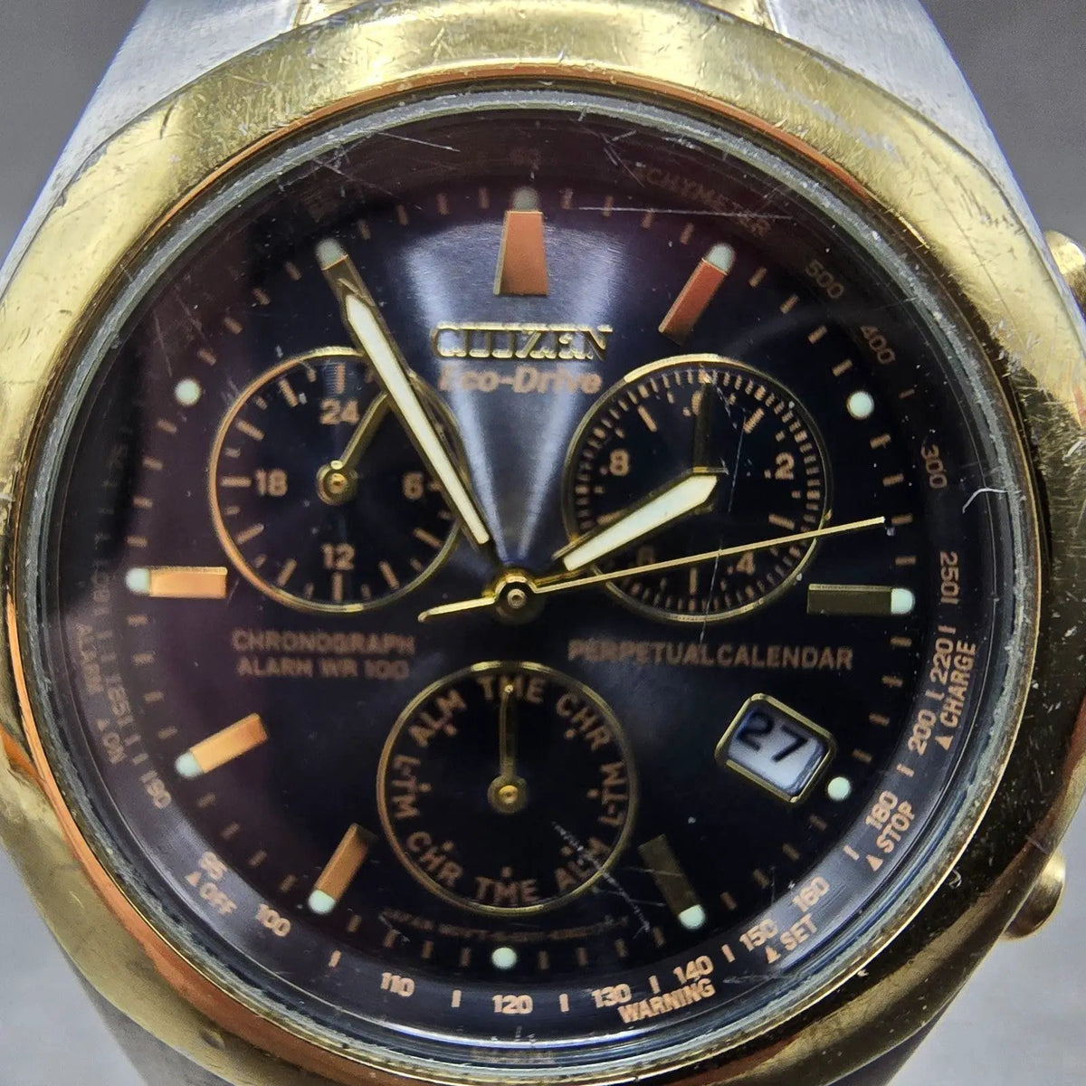 Citizen Eco-Drive Chrono Watch Men 39mm Blue Dial Two Tone E811-K001218 PARTS2