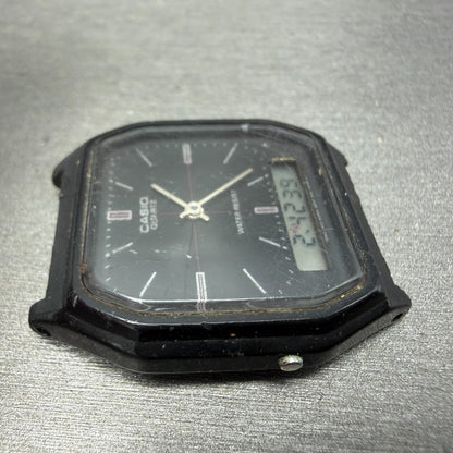 Casio AQ-8W Watch Men 33mm Analog Digital Black Octagon LCD VTG PARTS3