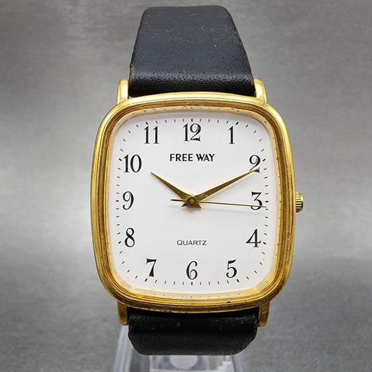 Citizen Free Way Tank Watch Men 28mm White Dial Gold Tone 1l30-I816 New Battery