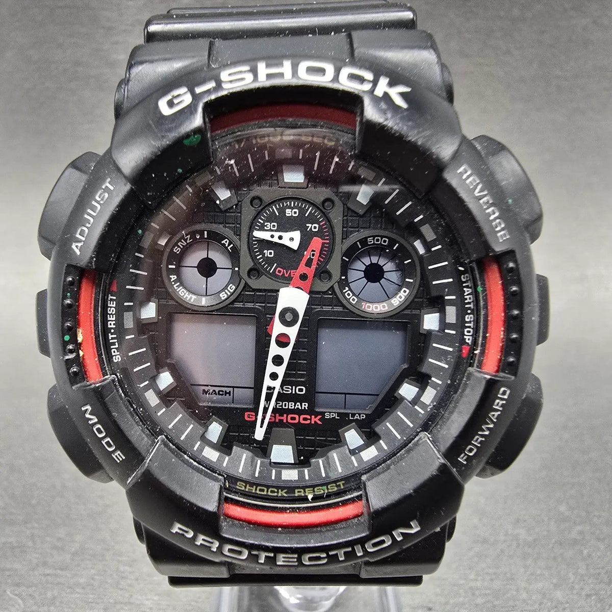 Casio G-Shock GA-100 Watch Men 50mm Black Red Analog Digital Alarm Chrono PARTS0