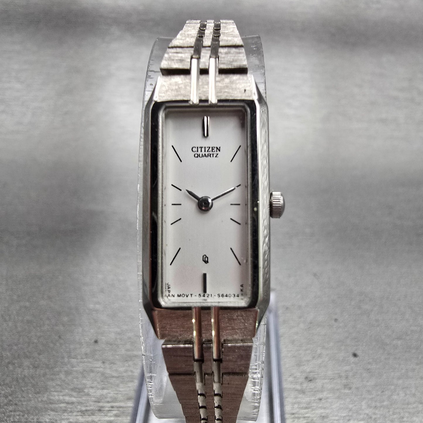 Citizen CQ Watch Women 13mm White Dial Silver Tone Rectangle 5421-S22393 New Bat0