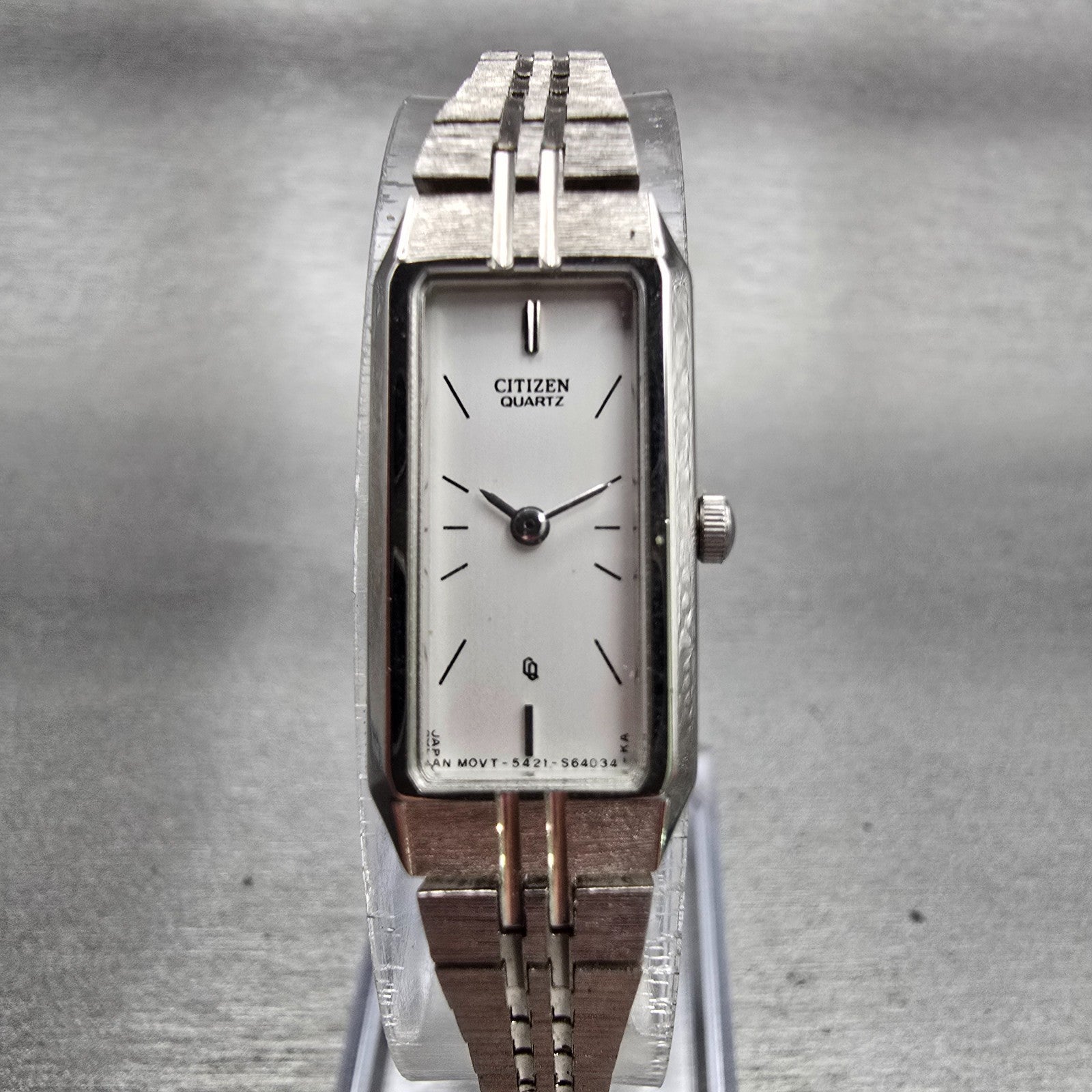 Citizen CQ Watch Women 13mm White Dial Silver Tone Rectangle 5421-S22393 New Bat0