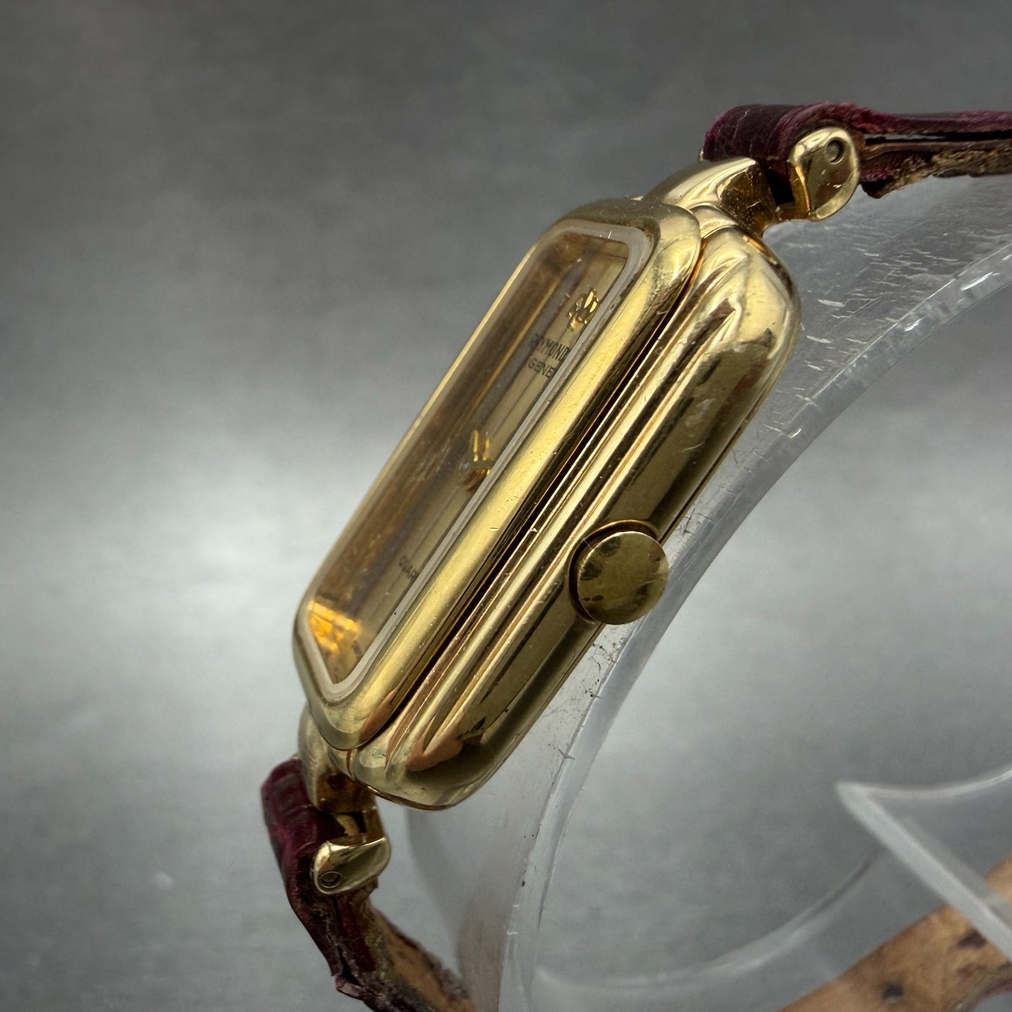 Raymond Weil Watch Women 18mm Gold Dial Gold Plated Rectangle 320 New Battery2