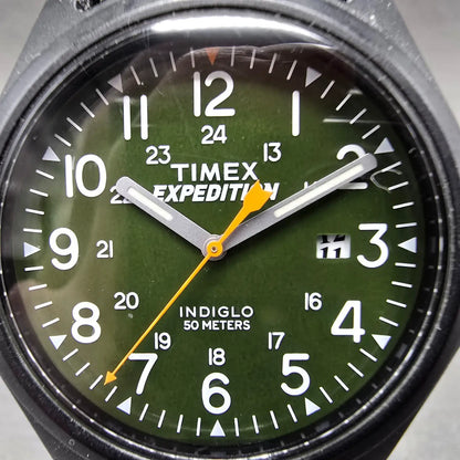 Timex Expedition Acadia Watch Men 40mm Green Dial Black Date READ!!! New Battery1